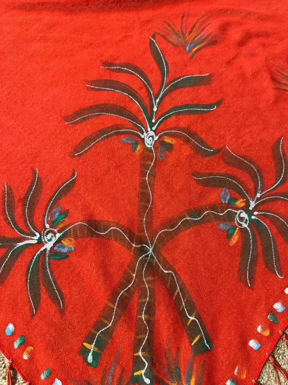 Ach Cha Polyester Boho Shawl Scarf Wrap with Fringe 60” Length. Made in India